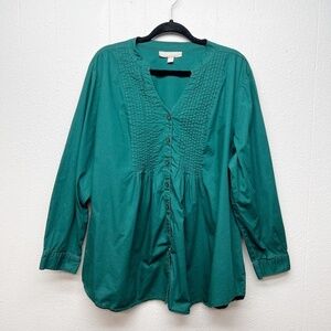 Woman Within Womens Top 1X Babydoll Cotton Comfort Relaxed Party Workwear Chic